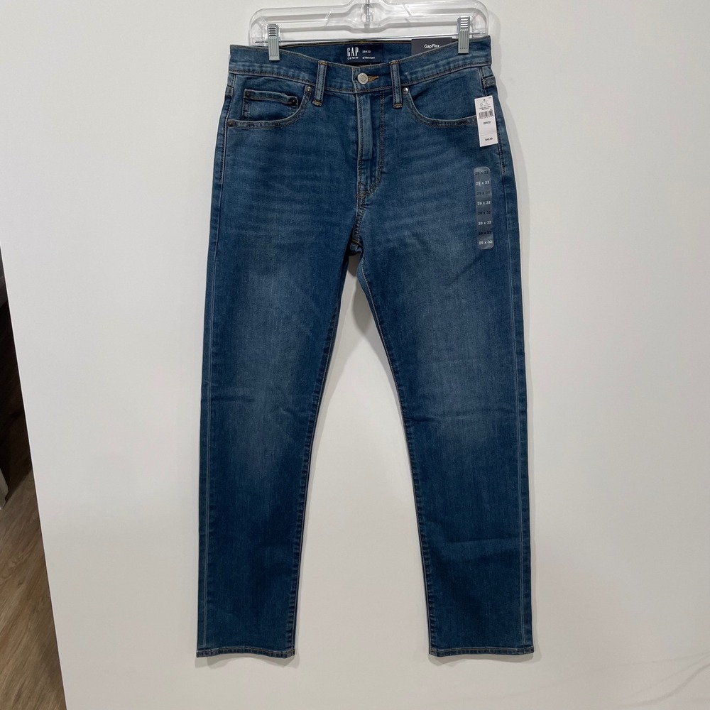 GAP Men Straight Fit Jeans Blue Wash GapFlex Mid‎ Rise Size 29x32 New with Tags